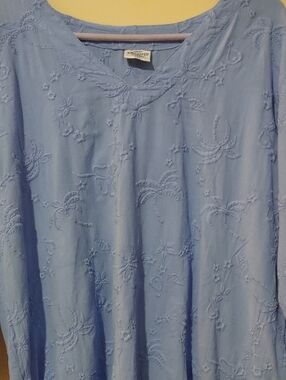 COTTONSEED Casual Wear Blue Embroidered Tunic Blouse XXL 100% Cotton